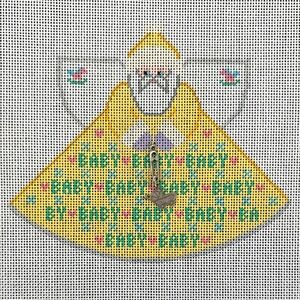 Yellow Santa Baby Angel Handpainted Needlepoint Canvas charm 18 mesh